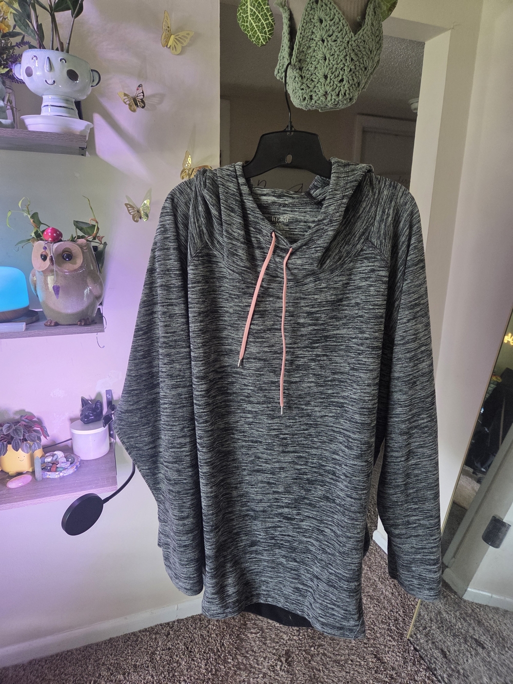 Lukka Heathered Gray Pullover Hoodie Drawstring Long Sleeve Size XXL
